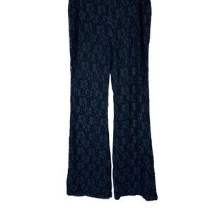 Women's Navy Lace Wide-Leg Pants